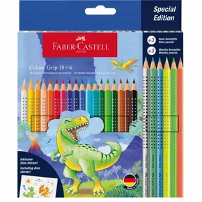 Pastelky Faber-Castell Colour Grip Dinosaurus souprava, 24 ks